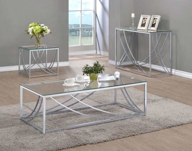 Lille Square Glass Top Side End Table Chrome - 720497