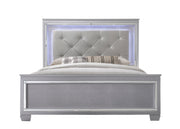 Lillian Silver King LED Upholestered Bed - DMV FurnitureKing Bed