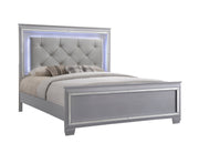 Lillian Silver King LED Upholestered Bed - DMV FurnitureKing Bed