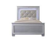 Lillian Silver Queen LED Upholestered Bed - DMV FurnitureQueen Bed