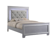 Lillian Silver Queen LED Upholestered Bed - DMV FurnitureQueen Bed