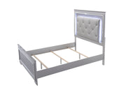 Lillian Silver Queen LED Upholestered Bed - DMV FurnitureQueen Bed
