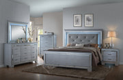 Lillian Silver Queen LED Upholestered Bed - DMV FurnitureQueen Bed