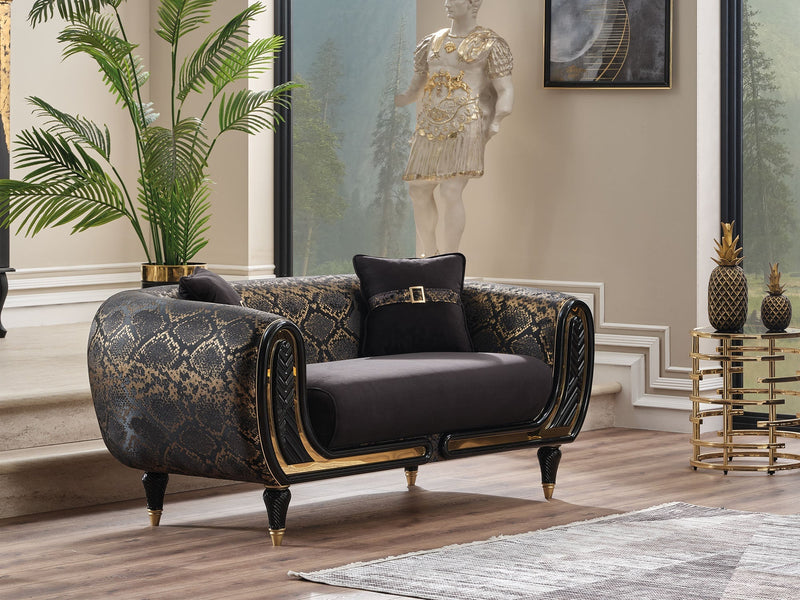 Lima 3-pieces (Sofa & Loveseat & Chair) Livingroom Set Black in Black - 101-LIM-BLACK-321