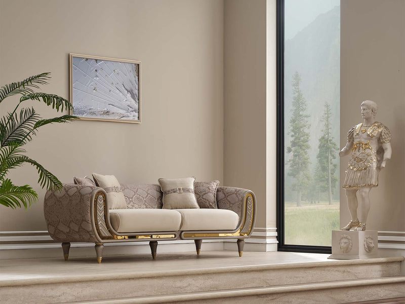 Lima 3-pieces (Sofa & Loveseat & Chair) Livingroom Set Cream in Cream - 101-LIM-CREAM-321