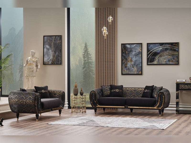 Lima Stationary Loveseat Black in Black - 101-LIM-BLACK-2