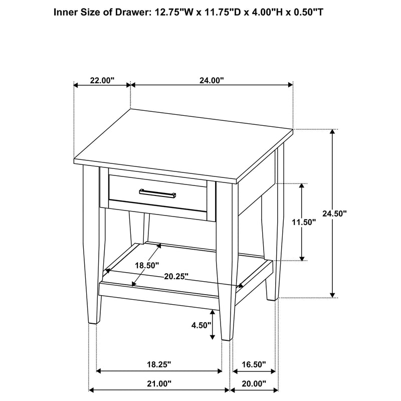 Lindenton 1-drawer Wood Occasional Side End Table Black - 722727