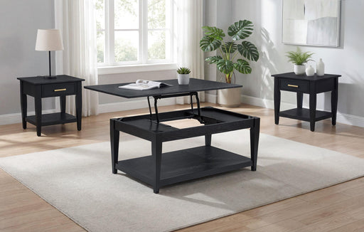 Lindenton 3-piece Wood Lift-Top Coffee and End Table Set Black - 722728-S3