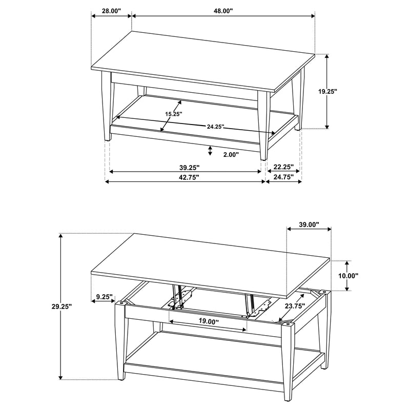 Lindenton Lift-Top Occasional Cocktail Coffee Table Black - 722728