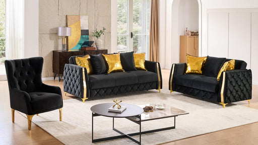 Lippa 2 Pc Living Room Set in Black - Lippa 2 Pc Living Room Set in Black