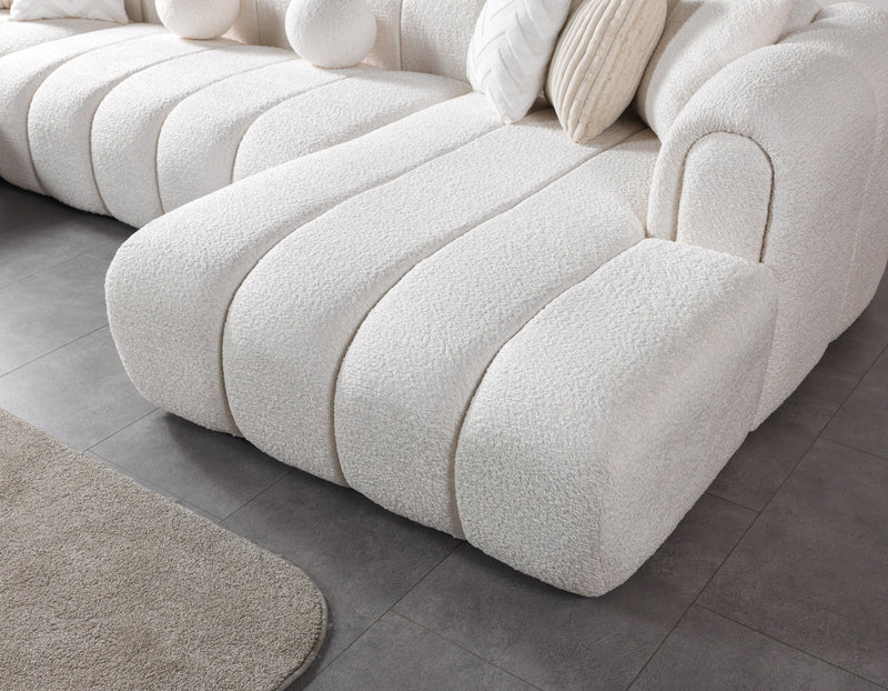 Lis Ivory Boucle Double Chaise 147" Sectional - LISIV-USEC