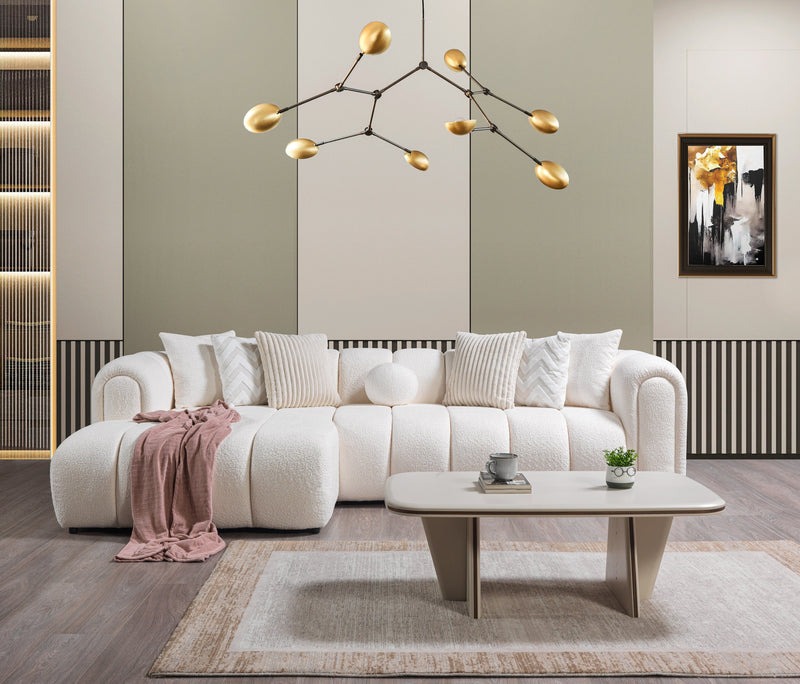 Lis Ivory Boucle LAF 115" Sectional - LISIV-LSEC