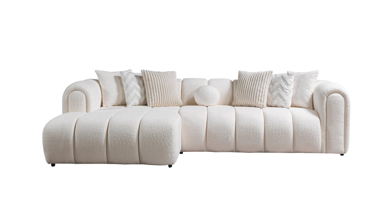 Lis Ivory Boucle LAF 115" Sectional - LISIV-LSEC