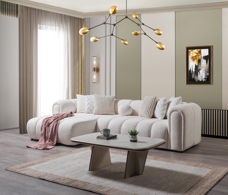 Lis Ivory Boucle LAF 115" Sectional - LISIV-LSEC