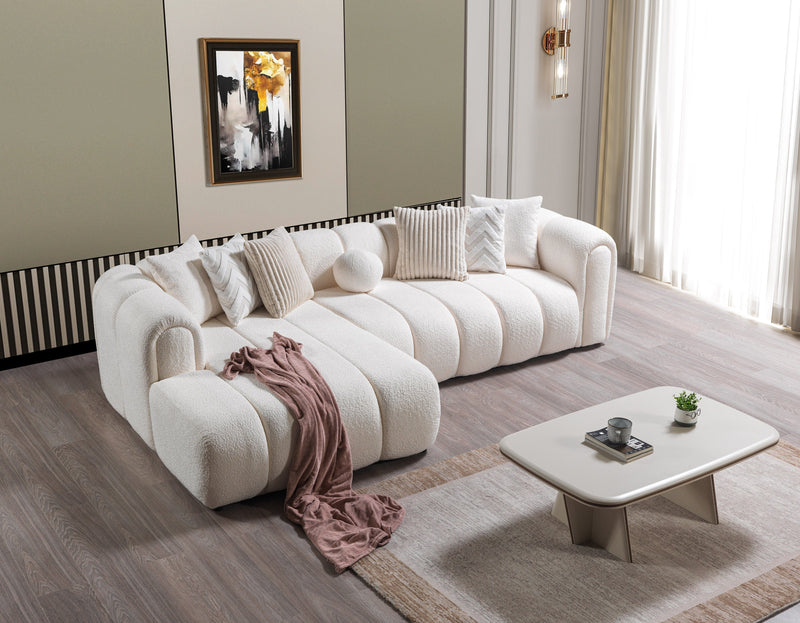 Lis Ivory Boucle LAF 115" Sectional - LISIV-LSEC