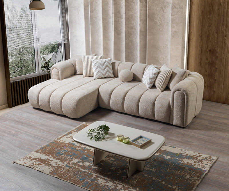 Lis Sand Boucle LAF 115" Sectional [ETA: 3/15] - DMV FurnitureSectional