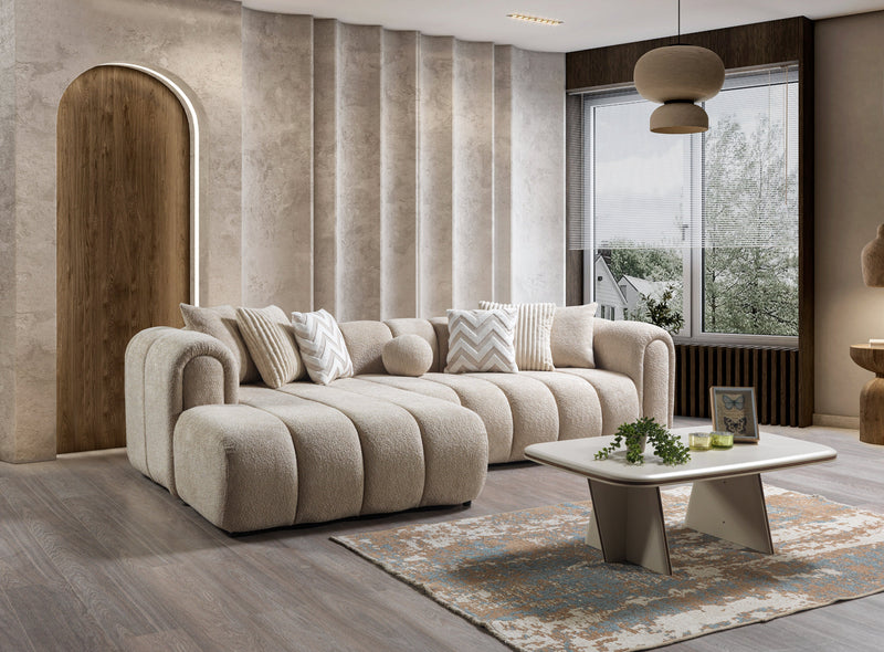 Lis Sand Boucle LAF 115" Sectional [ETA: 3/15] - DMV FurnitureSectional