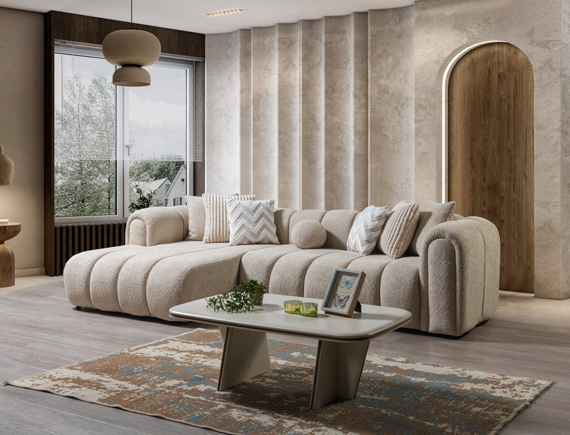 Lis Sand Boucle LAF 115" Sectional [ETA: 3/15] - DMV FurnitureSectional