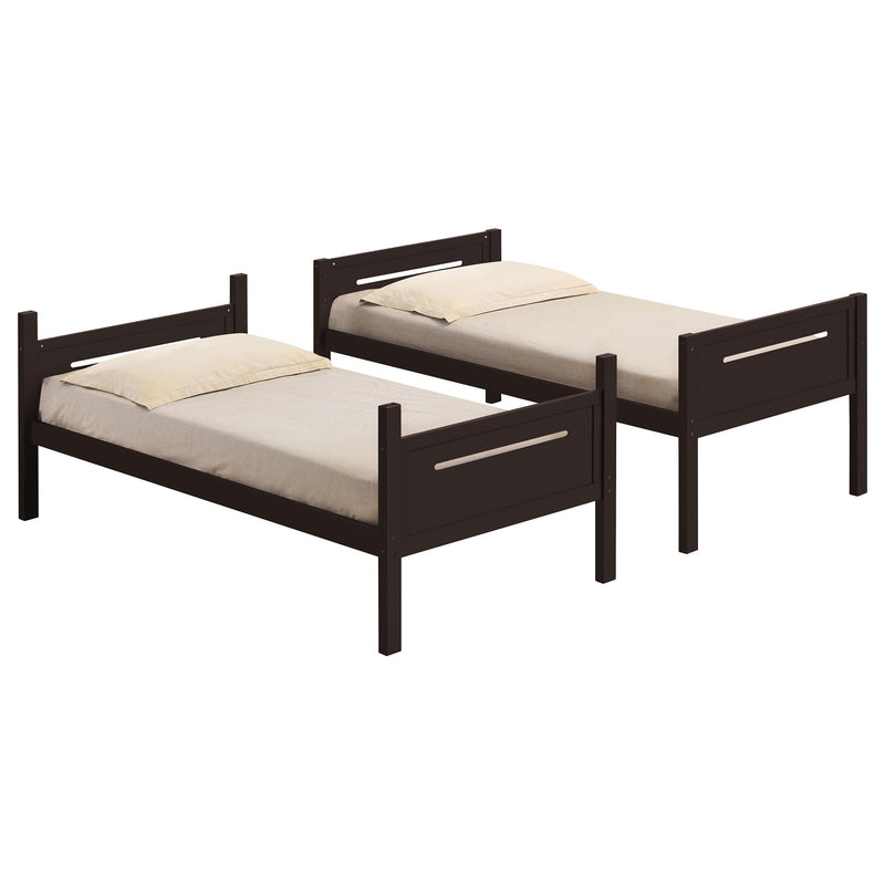 Littleton Wood Twin Over Twin Bunk Bed Espresso - 405051BRN