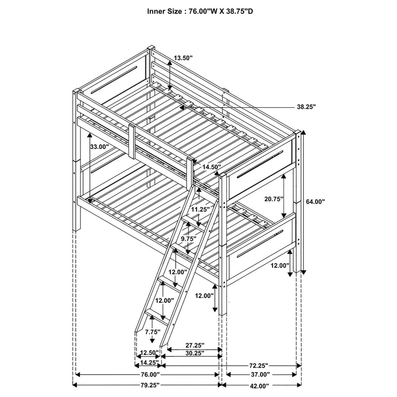 Littleton Wood Twin Over Twin Bunk Bed Espresso - 405051BRN