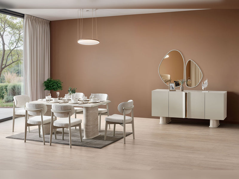 Liva Diningroom (Consol With Mirror & Dining Table & 6 Dining Chair) - 200-ALT-LIV-DT-6-SET