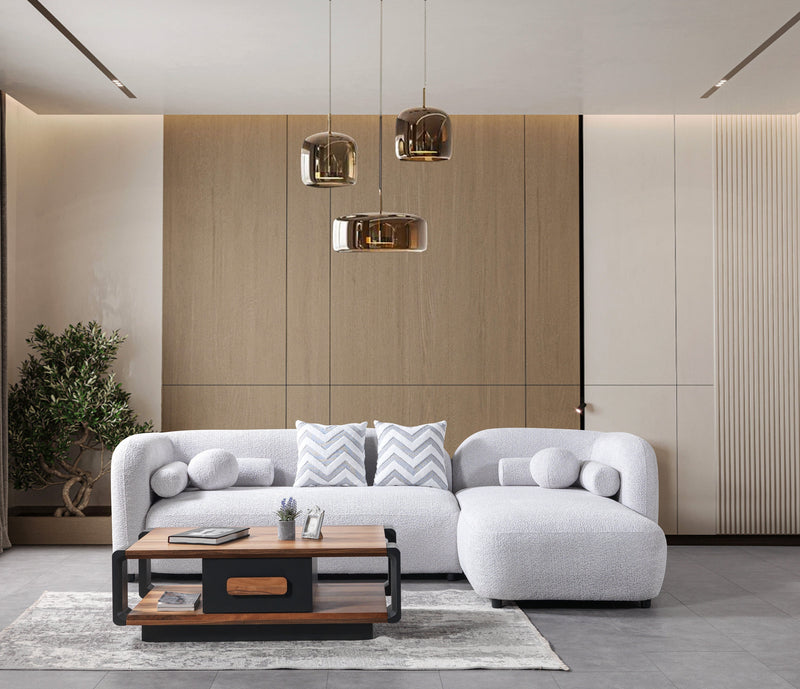 Liva Gray Boucle RAF 110" Sectional [ETA: 3/15] - DMV FurnitureSectional