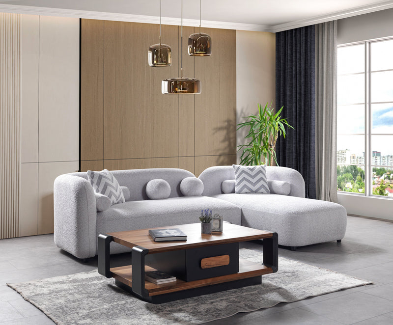 Liva Gray Boucle RAF 110" Sectional [ETA: 3/15] - DMV FurnitureSectional