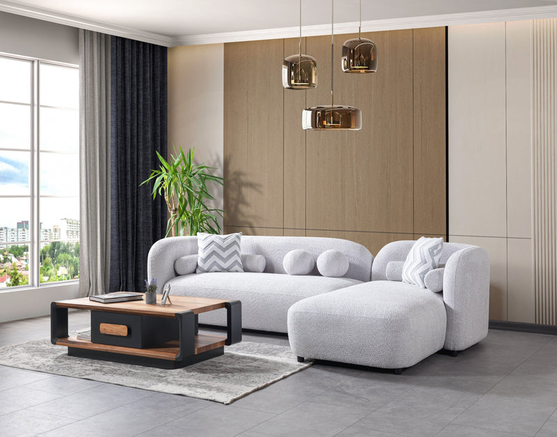 Liva Gray Boucle RAF 110" Sectional [ETA: 3/15] - DMV FurnitureSectional