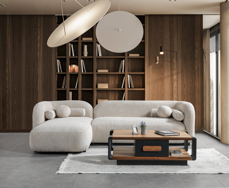 Liva Sand Boucle LAF 110" Sectional [ETA: 3/15] - DMV FurnitureSectional
