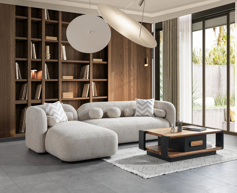 Liva Sand Boucle LAF 110" Sectional [ETA: 3/15] - DMV FurnitureSectional