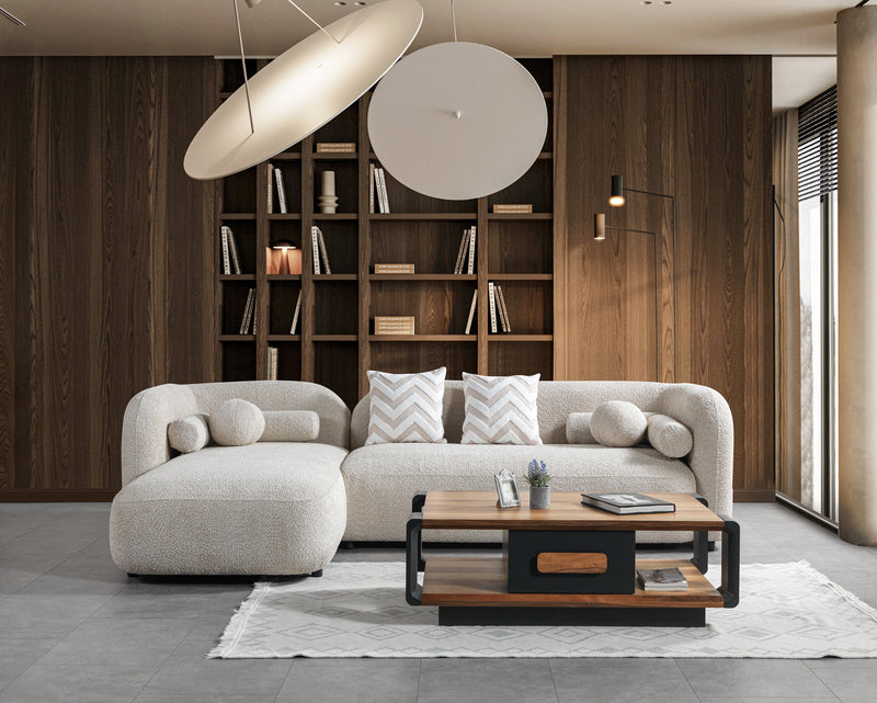 Liva Sand Boucle LAF 110" Sectional [ETA: 3/15] - DMV FurnitureSectional