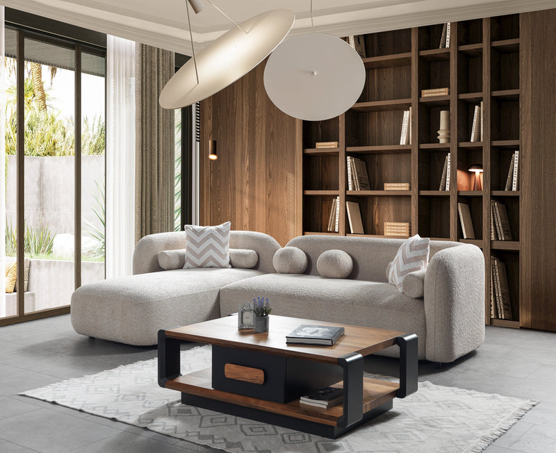 Liva Sand Boucle LAF 110" Sectional [ETA: 3/15] - DMV FurnitureSectional
