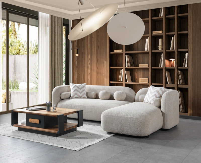 Liva Sand Boucle RAF 110" Sectional [ETA: 3/15] - DMV FurnitureSectional