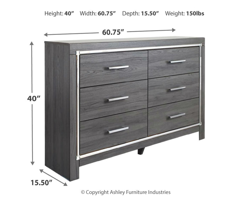 Lodanna Full Panel Bed with 2 Storage Drawers with Mirrored Dresser and 2 Nightstands in Gray - PKG003614