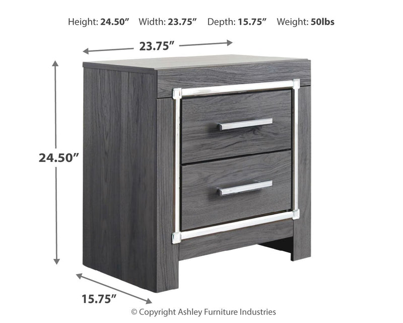 Lodanna Full Panel Bed with 2 Storage Drawers with Mirrored Dresser and 2 Nightstands in Gray - PKG003614