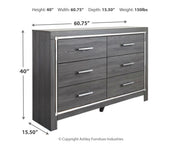 Lodanna Full Panel Bed with Mirrored Dresser in Gray - PKG003607