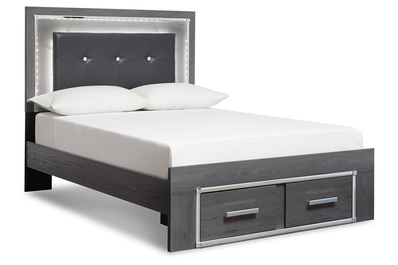 Lodanna Gray Full Panel Bed with 2 Storage Drawers - DMV FurnitureFull Bed