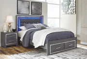 Lodanna Gray King LED Storage Bed - DMV FurnitureKing Bed