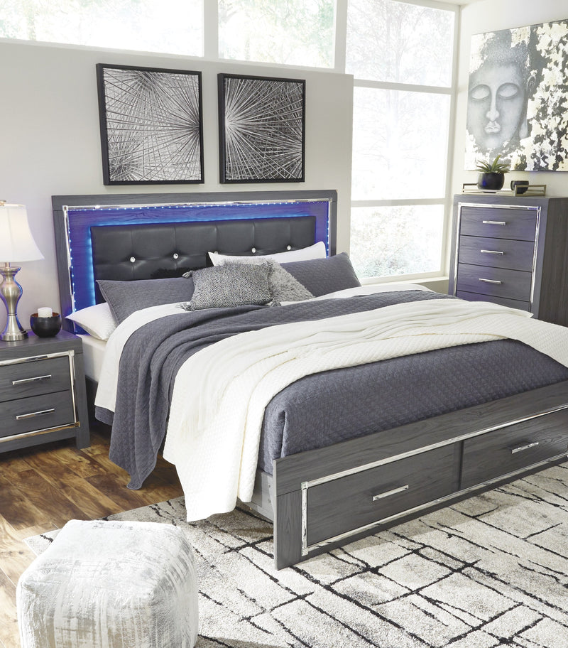 Lodanna Gray King LED Storage Bed - DMV FurnitureKing Bed