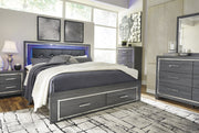 Lodanna Gray King LED Storage Bed - DMV FurnitureKing Bed