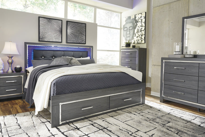 Lodanna Gray King LED Storage Bed - DMV FurnitureKing Bed