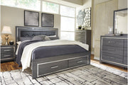 Lodanna Gray King Panel Bed with 2 Storage Drawers - DMV FurnitureKing Bed