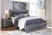 Lodanna Gray King Panel Bed with 2 Storage Drawers - DMV FurnitureKing Bed