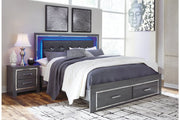 Lodanna Gray King Panel Bed with 2 Storage Drawers - DMV FurnitureKing Bed