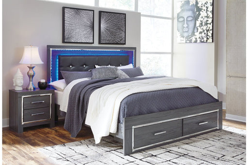 Lodanna Gray King Panel Bed with 2 Storage Drawers - DMV FurnitureKing Bed
