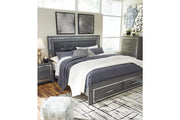 Lodanna Gray King Panel Bed with 2 Storage Drawers - DMV FurnitureKing Bed