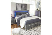Lodanna Gray King Panel Bed with 2 Storage Drawers - DMV FurnitureKing Bed