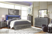 Lodanna Gray King Panel Bed with 2 Storage Drawers - DMV FurnitureKing Bed