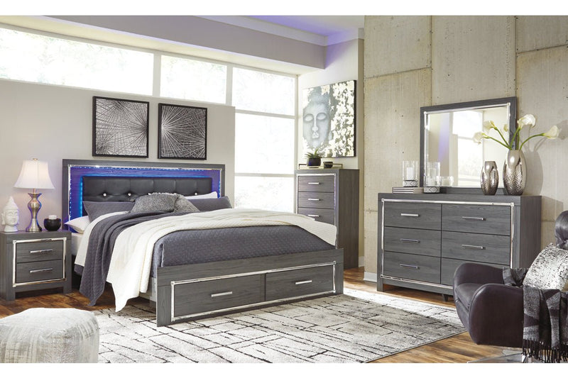 Lodanna Gray King Panel Bed with 2 Storage Drawers - DMV FurnitureKing Bed