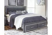 Lodanna Gray King Panel Bed with 2 Storage Drawers - DMV FurnitureKing Bed